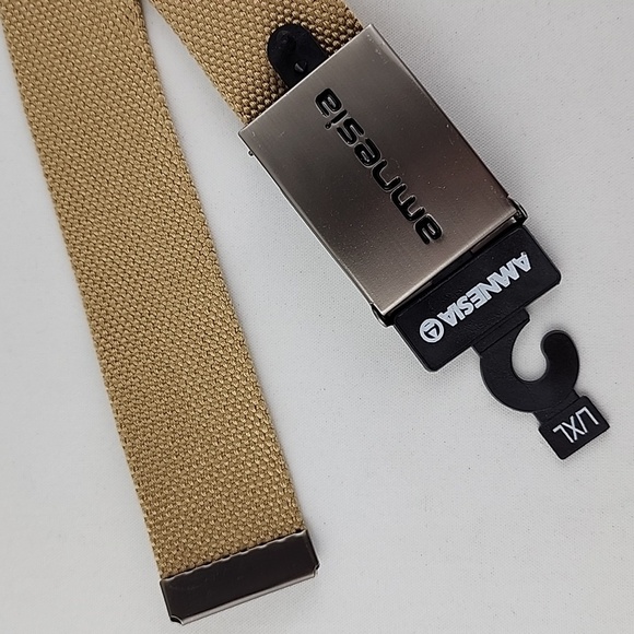 Amnesia  Tan Web Belt Metal Buckle Size L/XL - Picture 5 of 7
